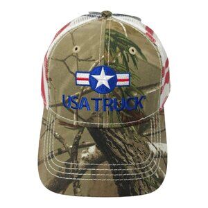 USA Truck Realtree AP Camo Mesh Strapback Cap Trucker Baseball Hat Flag America